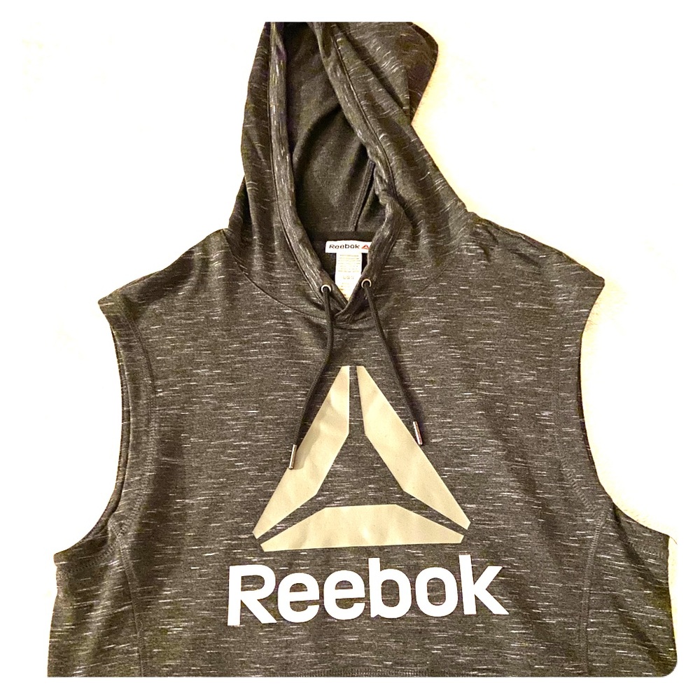 Reebok cut off crop shirt with hood